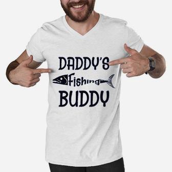 Daddys Fishing Buddy Fisherman Dad Father Day Men V-Neck Tshirt - Seseable