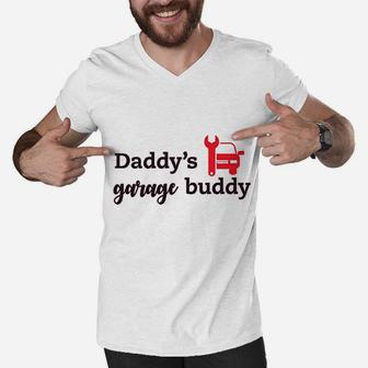 Daddys Garage Buddy Mechanic Dad Fathers Day Men V-Neck Tshirt - Seseable