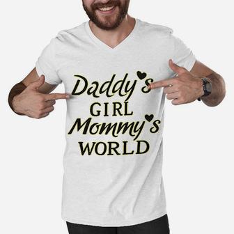 Daddys Girl Mommys World Funny, best christmas gifts for dad Men V-Neck Tshirt - Seseable