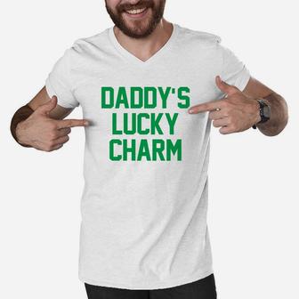 Daddys Lucky Charm Humor St Patricks Day Funny Men V-Neck Tshirt - Seseable