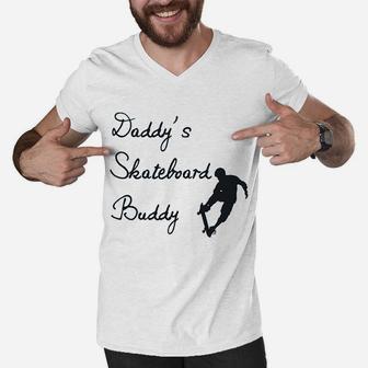 Daddys Skateboard Buddy, best christmas gifts for dad Men V-Neck Tshirt - Seseable