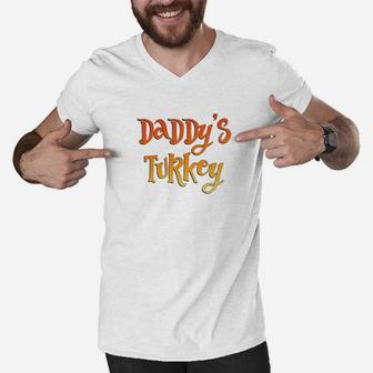 Daddys Turkey Thanksgiving Men V-Neck Tshirt - Seseable