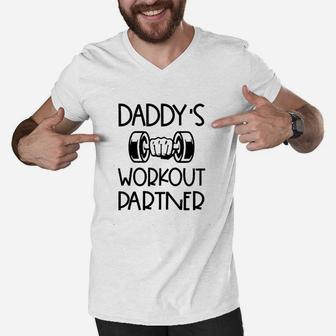 Daddys Workout Partner Funny Fitness Outfits Men V-Neck Tshirt - Seseable
