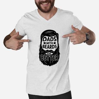 Dads With Beards Are Better Bearded Dad Gift Men V-Neck Tshirt - Seseable