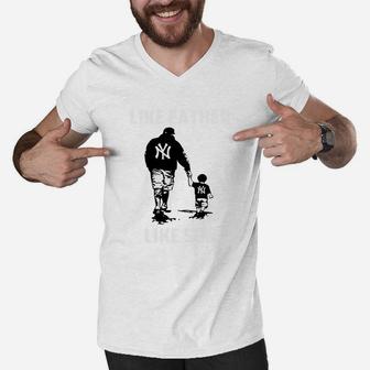 Father And Son Baseball, dad birthday gifts Men V-Neck Tshirt - Seseable