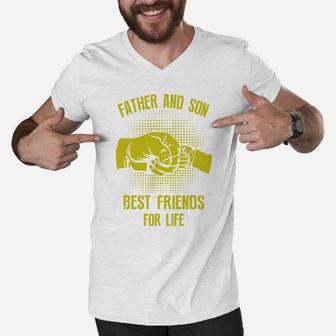 Father And Son Best Friends In Life Men V-Neck Tshirt - Seseable
