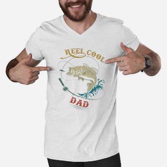 Fathers Day Fishing Reel Cool Dad Shirt Men V-Neck Tshirt - Seseable