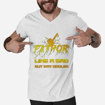 Fathor Funny Fathers Day Gifts For Dad Cool Graphic Men V-Neck Tshirt - Seseable