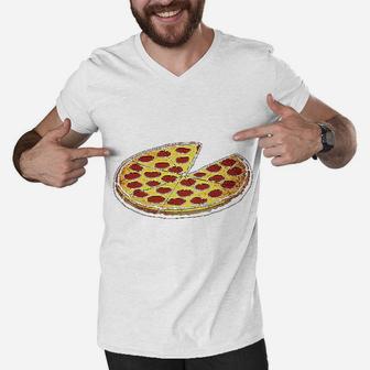 Funny Dads Pizza Pie And Slice Dad Men V-Neck Tshirt - Seseable