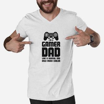Gamer Dad Funny Gift For Fathers Cool Dads Gaming Men V-Neck Tshirt - Seseable