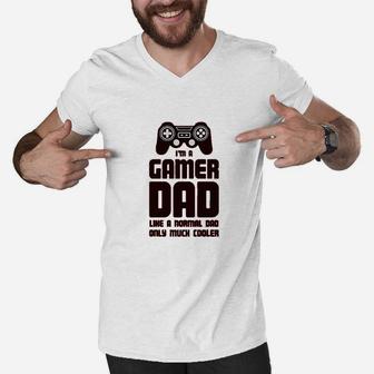 Gamer Dad Funny Gift For Fathers Cool Dads Gaming Men V-Neck Tshirt - Seseable