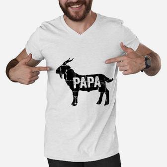 Goat Papa Greatest Of All Time Dad Grandpa Deluxe Men V-Neck Tshirt - Seseable