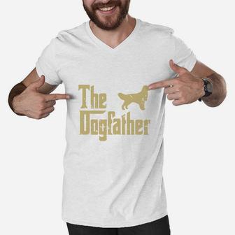 Golden Retriever Funny The Dogfather Parody Men V-Neck Tshirt - Seseable