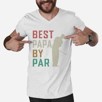 Golf Papa Best Papa By Par, best christmas gifts for dad Men V-Neck Tshirt - Seseable