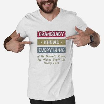 Granddaddy Knows Everything, best christmas gifts for dad Men V-Neck Tshirt - Seseable