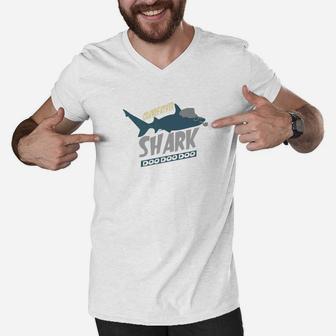 Grandfather Shark Doo Doo Funny Grandpa Men Fathers Day Premium Men V-Neck Tshirt - Seseable