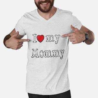 I Love Daddy Mommy Puppy, dad birthday gifts Men V-Neck Tshirt - Seseable
