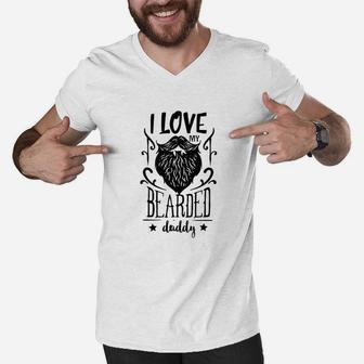 I Love My Beard Daddy Men V-Neck Tshirt - Seseable