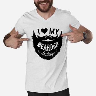 I Love My Bearded Daddy Funny Gift Men V-Neck Tshirt - Seseable