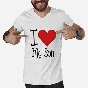 I Love My Daddy I Love My Son Father Men V-Neck Tshirt - Seseable