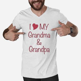 I Love My Grandma And Grandpa Grandfather Men V-Neck Tshirt - Seseable