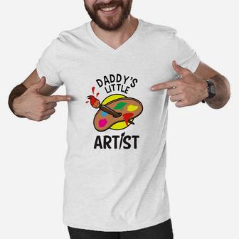 Kids Art Boys Girls Daddys Little Artist Men V-Neck Tshirt - Seseable