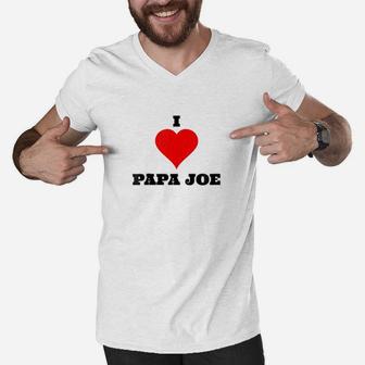 Kids Custom Papa Joe Shirt I Heart Papa Joe Youth Shirt Gift Men V-Neck Tshirt - Seseable