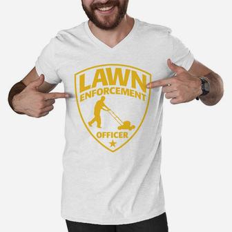 Lawn Enforcement Officer Dad Fathers Day Graphic Men V-Neck Tshirt - Seseable