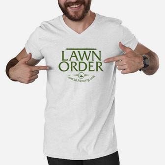 Lawn Order Funny Grass Cutting Fathers Yard Care Men V-Neck Tshirt - Seseable