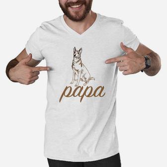 Mens Belgian Malinois Papa Premium Men V-Neck Tshirt - Seseable