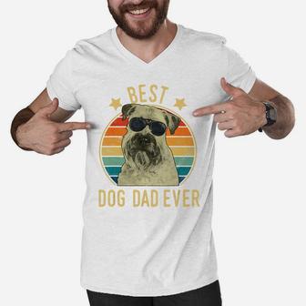 Mens Best Dog Dad Ever Soft Coated Wheaten Terrier Fathers Day Men V-Neck Tshirt - Seseable