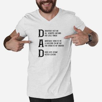 Mens Dads Acrostic Fathers Day Gift Dad Of Daughter Premium Men V-Neck Tshirt - Seseable