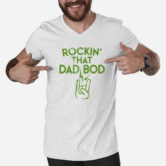 Mens Fathers Day Dad Bod Design Fat Fit Daddy Gift Premium Men V-Neck Tshirt - Seseable