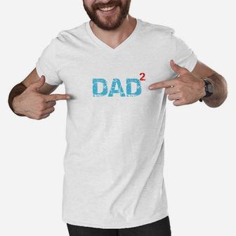 Mens Fathers Day Gift Dad Squared 2 Father Of Two Funny Twins Premium Men V-Neck Tshirt - Seseable