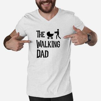 Mens Funny The Walking Dad Fathers Day Gift Premium Men V-Neck Tshirt - Seseable