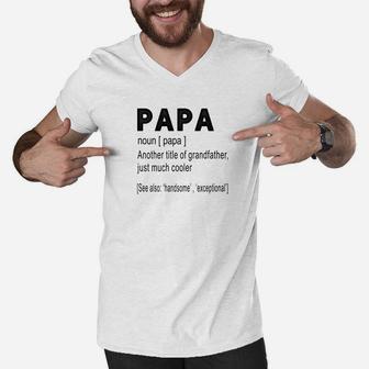 Mens Grandpa Gift Papa Definition For Grandfather Men Men V-Neck Tshirt - Seseable