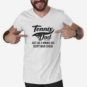 Mens Mens Tennis Dad Fathers Day Gift Father Men Tennis Men V-Neck Tshirt - Seseable