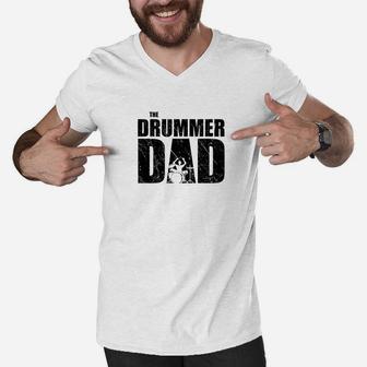 Mens The Drummer Dad Fathers Day Gift For Drum Lovers Premium Men V-Neck Tshirt - Seseable