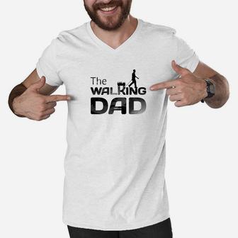 Mens The Walking Dad Present For Dad Father Premium Men V-Neck Tshirt - Seseable