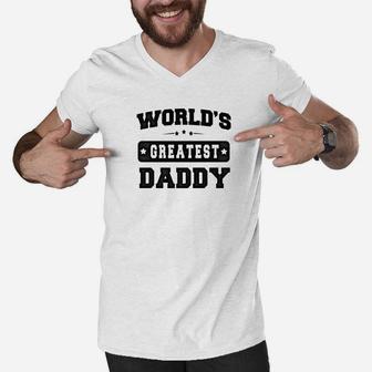 Mens Worlds Greatest Daddy Father Day Gifts Idea For Men Men V-Neck Tshirt - Seseable