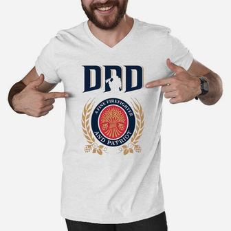 Miller Lite Dad A Fine Firefighter And Patriot Father s Day Shirt Men V-Neck Tshirt