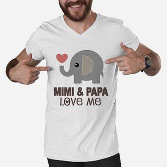 Mimi And Papa Love Me Elephant, best christmas gifts for dad Men V-Neck Tshirt - Seseable