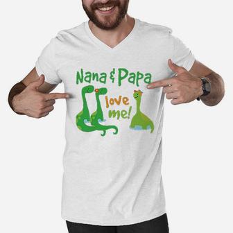 Nana Papa Love Me Dinosaur, best christmas gifts for dad Men V-Neck Tshirt - Seseable