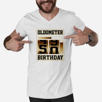 Oldometer 4950 Shirt 50 Oldometer Shirt Fathers Day Gift Premium Men V-Neck Tshirt - Seseable