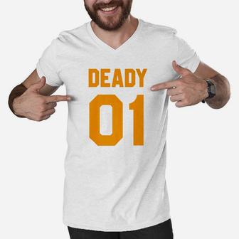 Orange Dead Daddy 01 Cool Brilliant Vibrant Graphic Men V-Neck Tshirt - Seseable