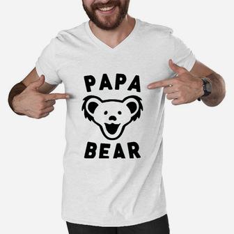 Papa Bear Best Grateful Dad Ever Men V-Neck Tshirt - Seseable