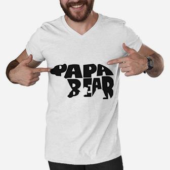 Papa Bear Father Baby Best Dad From Daughter Men V-Neck Tshirt - Seseable