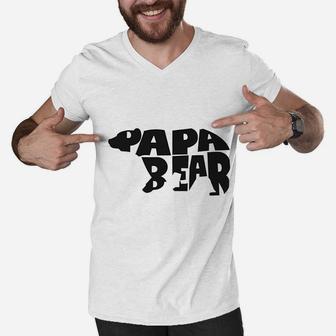 Papa Bear Gift For Dad, dad birthday gifts Men V-Neck Tshirt - Seseable