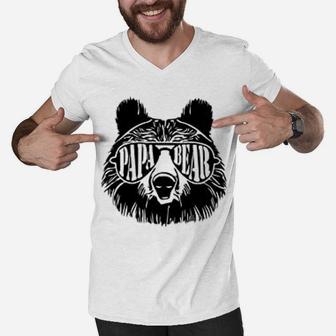 Papa Bear Sunglass Papa Bear, dad birthday gifts Men V-Neck Tshirt - Seseable
