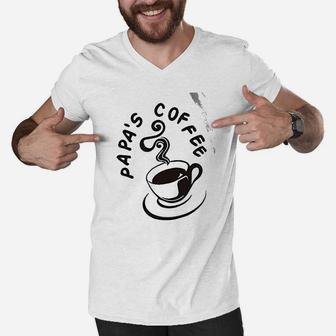 Papas Coffee, best christmas gifts for dad Men V-Neck Tshirt - Seseable